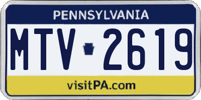 PA license plate MTV2619