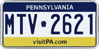 PA license plate MTV2621