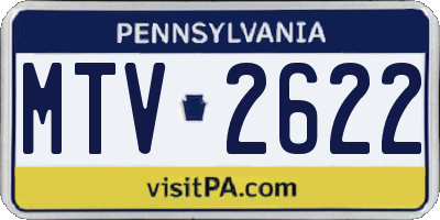 PA license plate MTV2622