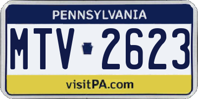PA license plate MTV2623
