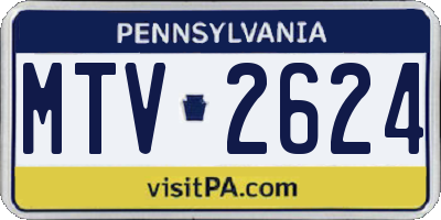 PA license plate MTV2624