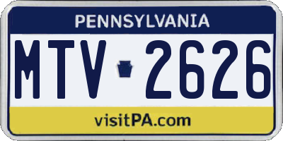 PA license plate MTV2626