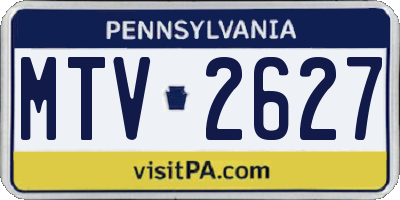 PA license plate MTV2627