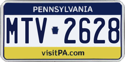 PA license plate MTV2628