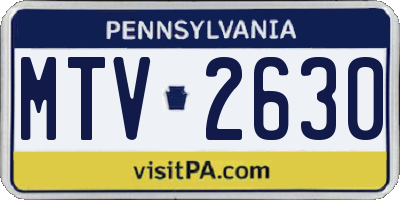 PA license plate MTV2630