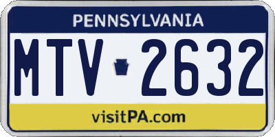 PA license plate MTV2632
