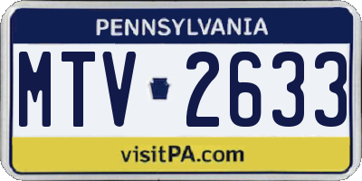 PA license plate MTV2633