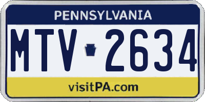 PA license plate MTV2634