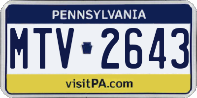 PA license plate MTV2643