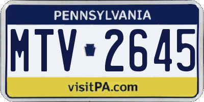 PA license plate MTV2645