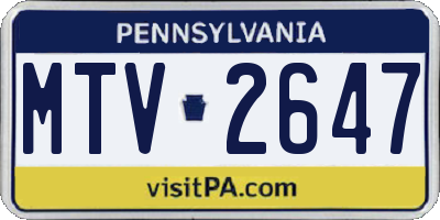 PA license plate MTV2647