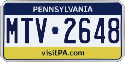 PA license plate MTV2648