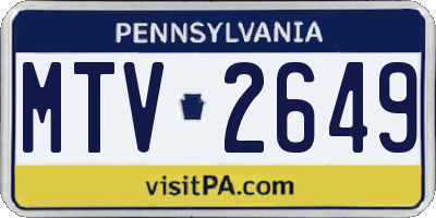 PA license plate MTV2649