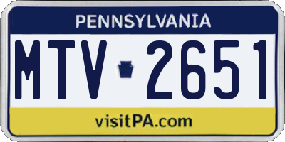 PA license plate MTV2651