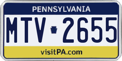 PA license plate MTV2655