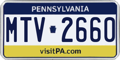 PA license plate MTV2660