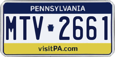 PA license plate MTV2661