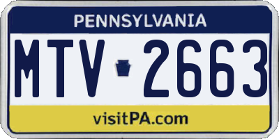 PA license plate MTV2663