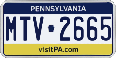 PA license plate MTV2665