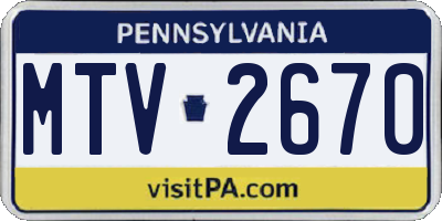 PA license plate MTV2670