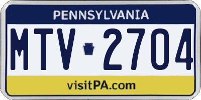PA license plate MTV2704