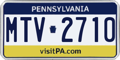 PA license plate MTV2710