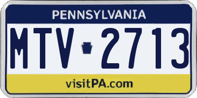 PA license plate MTV2713