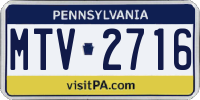 PA license plate MTV2716