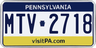 PA license plate MTV2718
