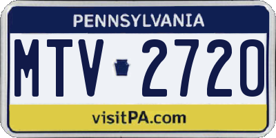 PA license plate MTV2720