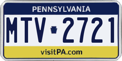 PA license plate MTV2721