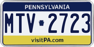 PA license plate MTV2723