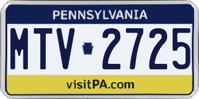PA license plate MTV2725