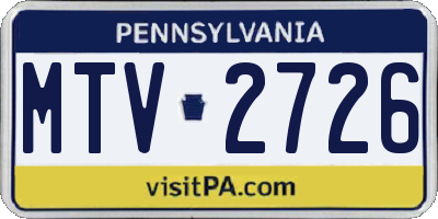 PA license plate MTV2726