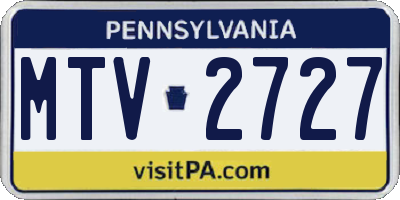 PA license plate MTV2727