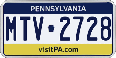 PA license plate MTV2728