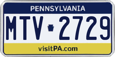 PA license plate MTV2729