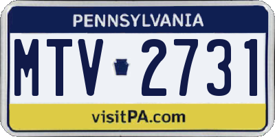 PA license plate MTV2731