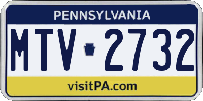 PA license plate MTV2732