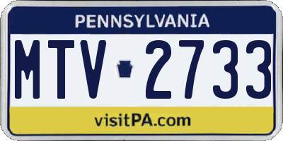 PA license plate MTV2733