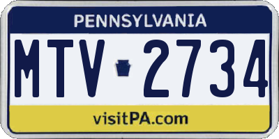 PA license plate MTV2734