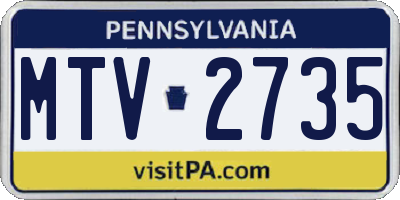 PA license plate MTV2735