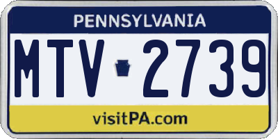 PA license plate MTV2739