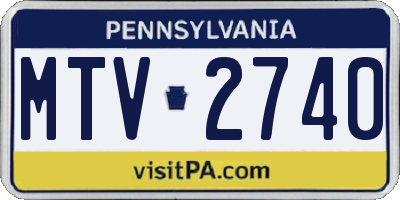 PA license plate MTV2740