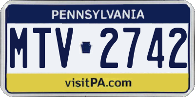 PA license plate MTV2742