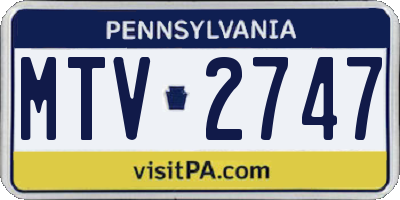 PA license plate MTV2747