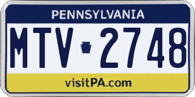 PA license plate MTV2748