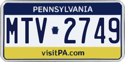 PA license plate MTV2749
