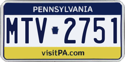 PA license plate MTV2751