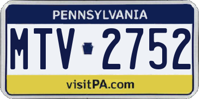 PA license plate MTV2752